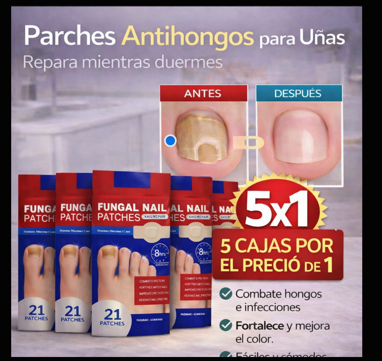 PACK AHORRO 5x1 – 80 Parches Antihongos para Uñas Fungal Nail™ - Recupera unas uñas limpias y saludables - Image 2