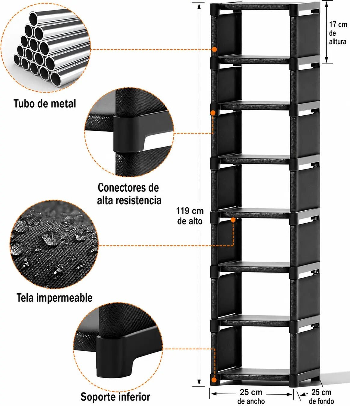 Zapatera Vertical de 7 Niveles con Cubierta - Image 3