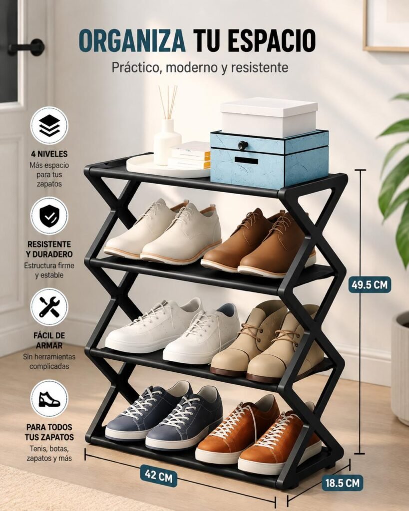 Zapatero Plegable Multifuncional 4 Nivel