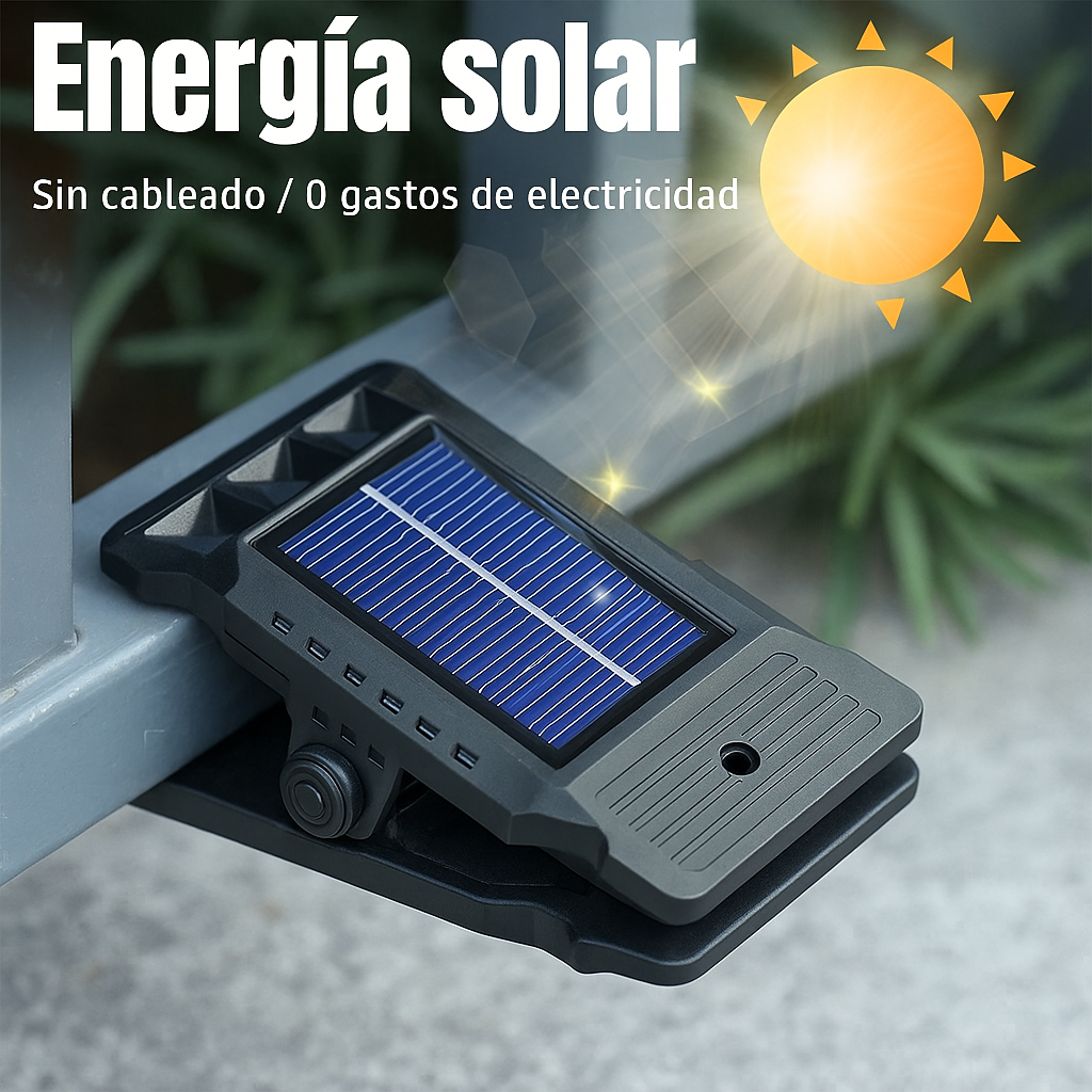 2x1 Luzes LED Clip Con Sensor y Carga Solar – Ilumina Sin Cables Ni Enchufes