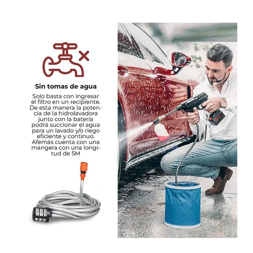 Hidrolavadora Portátil Recargable 2 Baterías + Aspiradora Vacum 3 en 1 TurboJet™ - Imagem 4