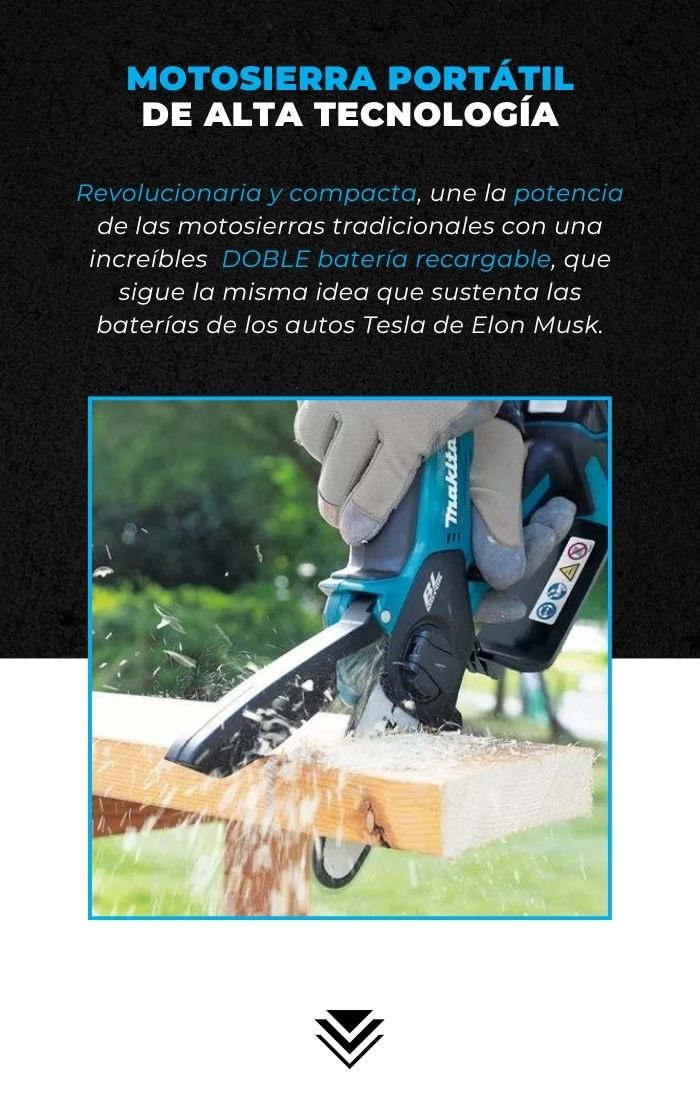 Motosierra portátil de alta tecnología con doble batería recargable