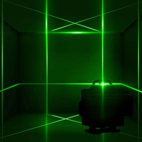 Líneas láser verdes 4 x 360° en una habitación